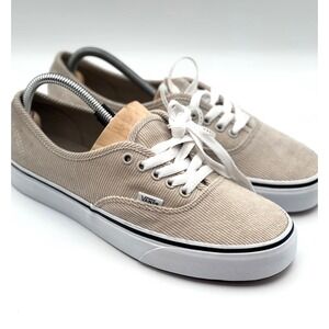 Vans Authentic Corduroy Tan Beige White Canvas Low Top‎ Sneakers Shoes